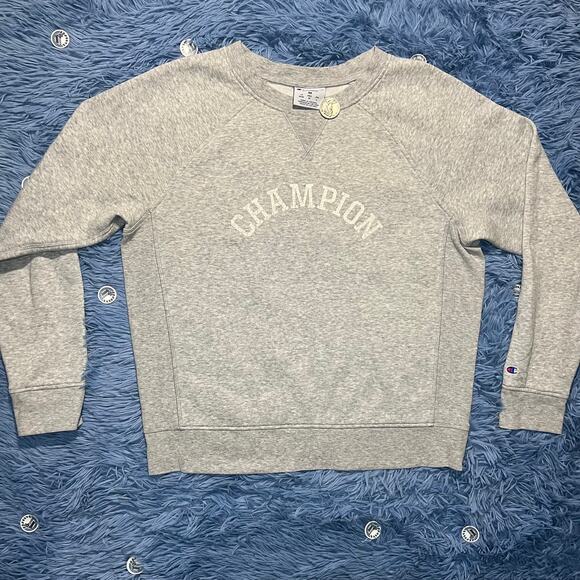 Champion Crewneck Pullover Sweater Size Medium Women’s Gray Logo Casual - Picture 1 of 11